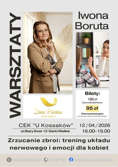 Plakat wydarzenia:  Warsztaty dla kobiet:  Trening układu nerwowego i emocji dla kobiet