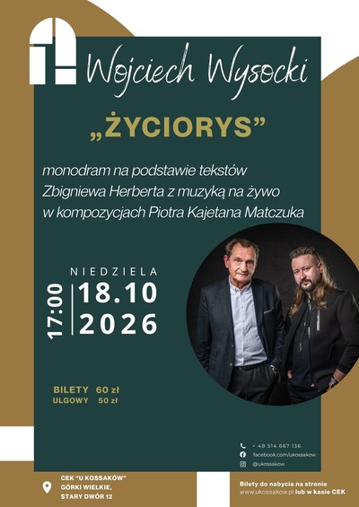 Plakat wydarzenia:  Wojciech Wysocki - Życiorys  spektakl dla widzów od 16 roku życia